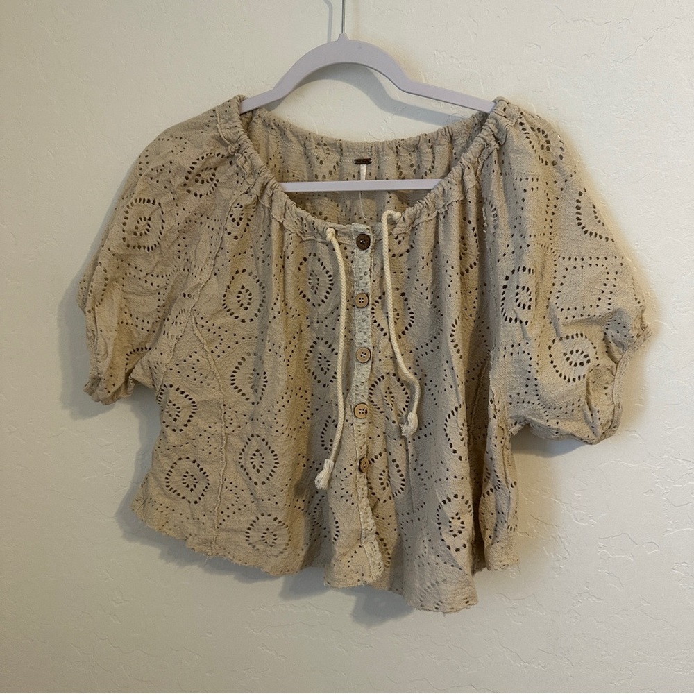 Free People Eyelet Sunflower Top XS